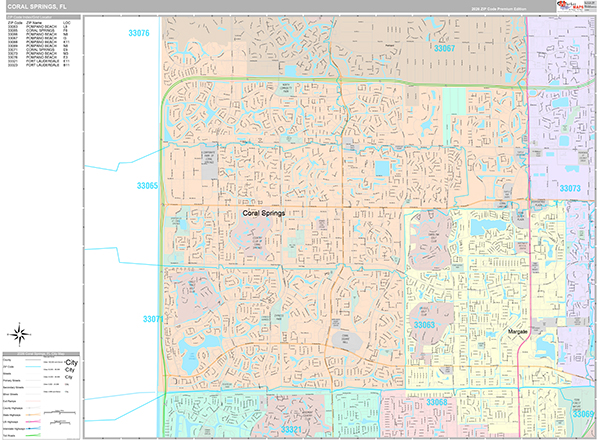 Coral Springs Wall Map